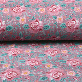 Nicky Velours Bloemen Donker Oud Roze