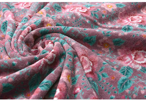 Nicky Velours Flowers Dark Old Pink