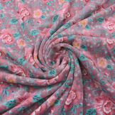 Nicki Samt Blumen Dunkel Altrosa