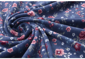 Nicky Velours Kleine Bloemen Donker Lila