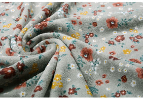 Nicky Velours Kleine Bloemen Grijs