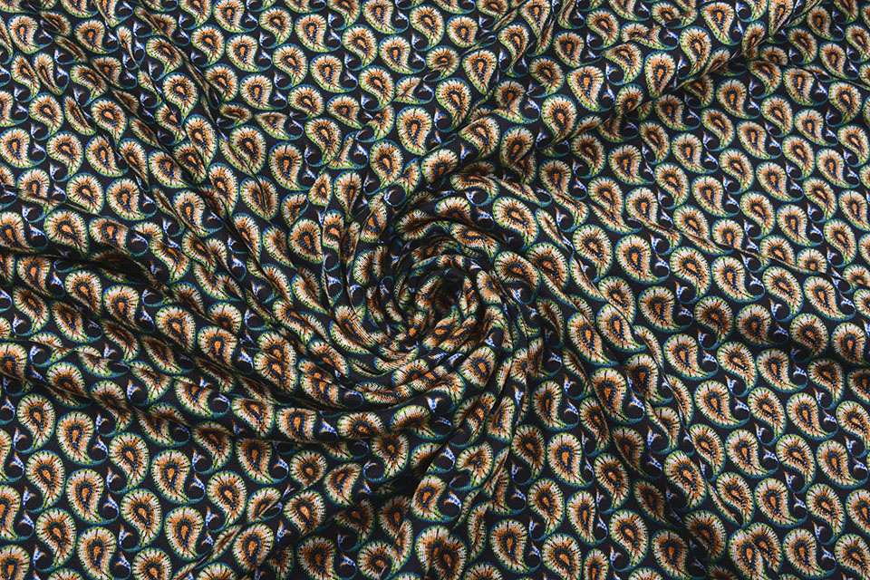 Viskose Punta Di Roma Paisley Grün