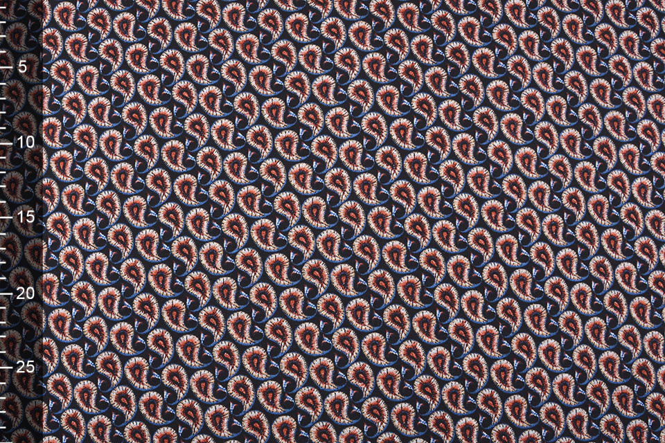 Viscose Punta Di Roma Paisley Blauw