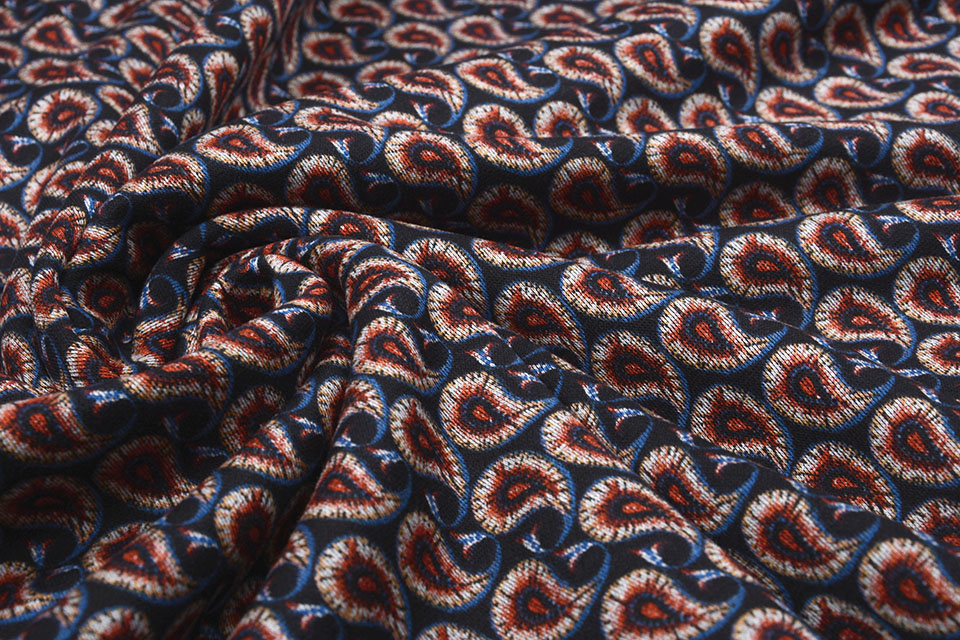 Viscose Punta Di Roma Paisley Blauw