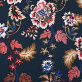 Scuba Crepe Bedrukt Library Bloemen Marine Blauw