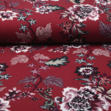 Scuba Crepe Bedrukt Library Bloemen Bordeaux