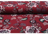 Scuba Crepe Printed Library Flowers Bordeaux