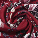 Scuba Crepe Bedrukt Library Bloemen Bordeaux