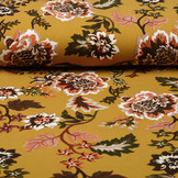 Scuba Crepe Bedrukt Library Bloemen Oker Geel