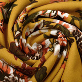 Scuba Crepe Bedrukt Library Bloemen Oker Geel