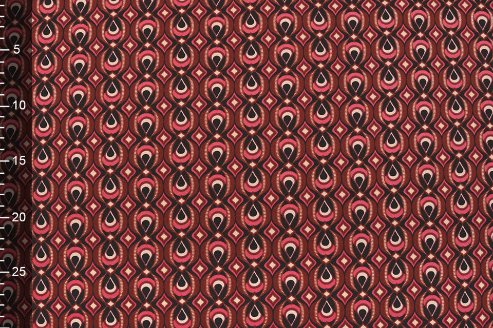 Scuba Crepe Printed Retio Red