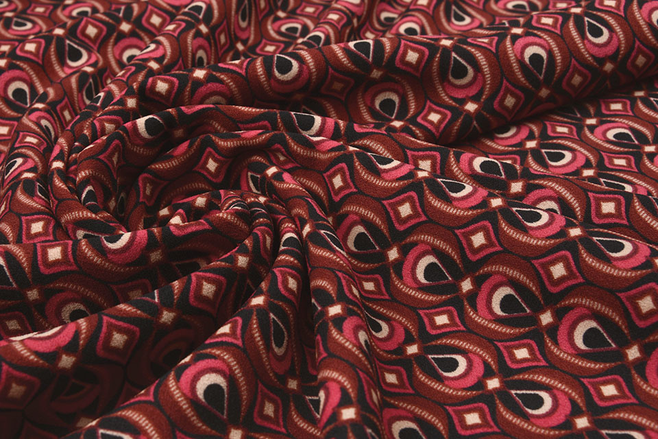 Scuba Crepe Printed Retio Red