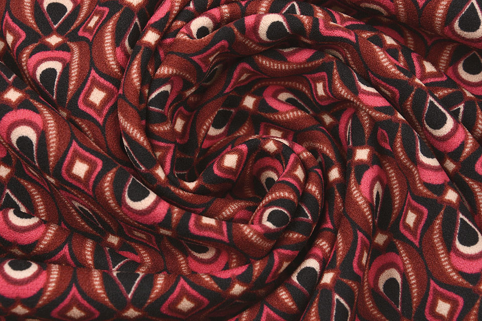 Scuba Crepe Printed Retio Red