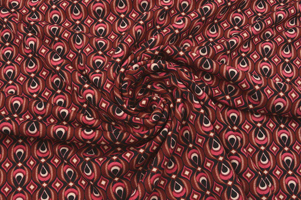 Scuba Crepe Printed Retio Red