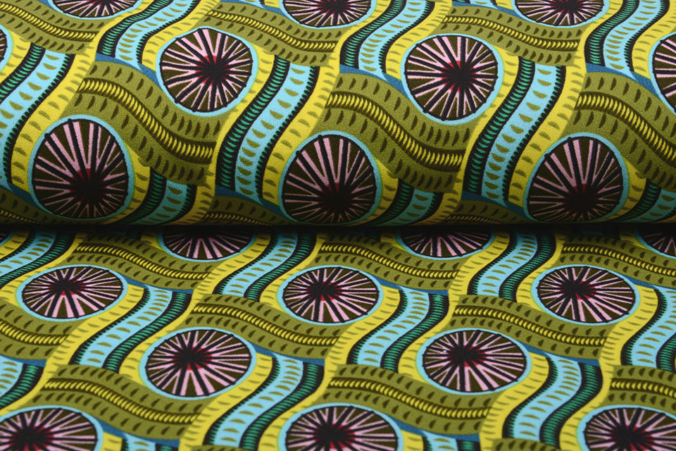 Scuba Crepe Bedrukt African Print Mosgroen
