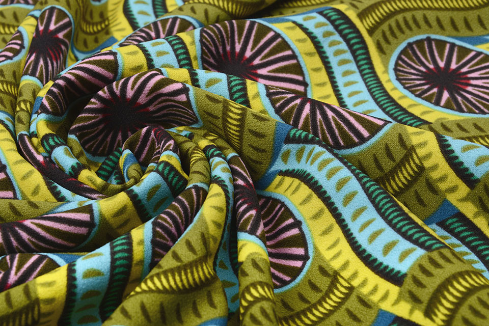 Scuba Crepe Bedrukt African Print Mosgroen