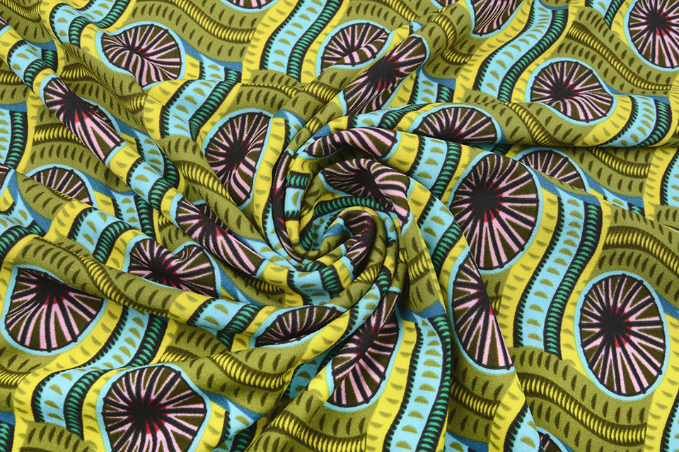 Scuba Crepe Bedrukt African Print Mosgroen