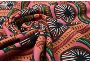Scuba Crepe Printed African Print Pink
