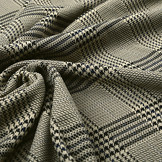 Scuba Jacquard Carro Ruit Beige Zwart Blauw