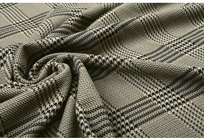 Scuba Jacquard Carro Checks Beige Black Blue