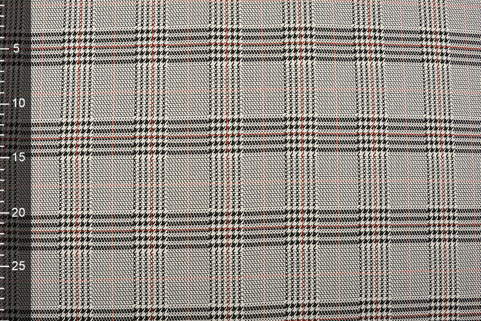 Scuba Jacquard Carro Ruit Beige Zwart Bordeaux