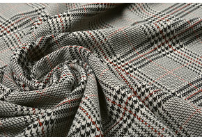 Scuba Jacquard Carro Karo Beige Schwarz Bordeaux