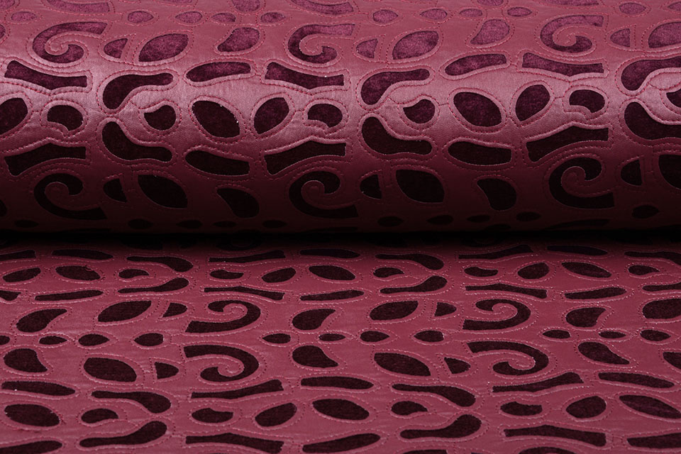Stitched Matt Lacquer on Velour Red