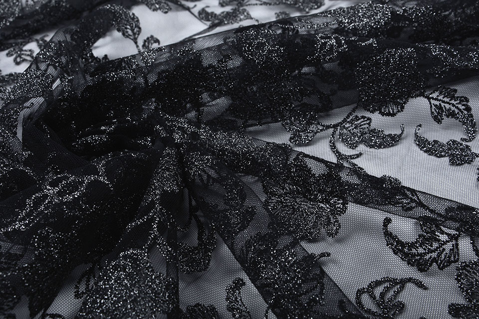 Mesh Embroidered Kanapa Black