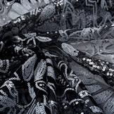 Mesh Pailletten Pango Zwart Wit