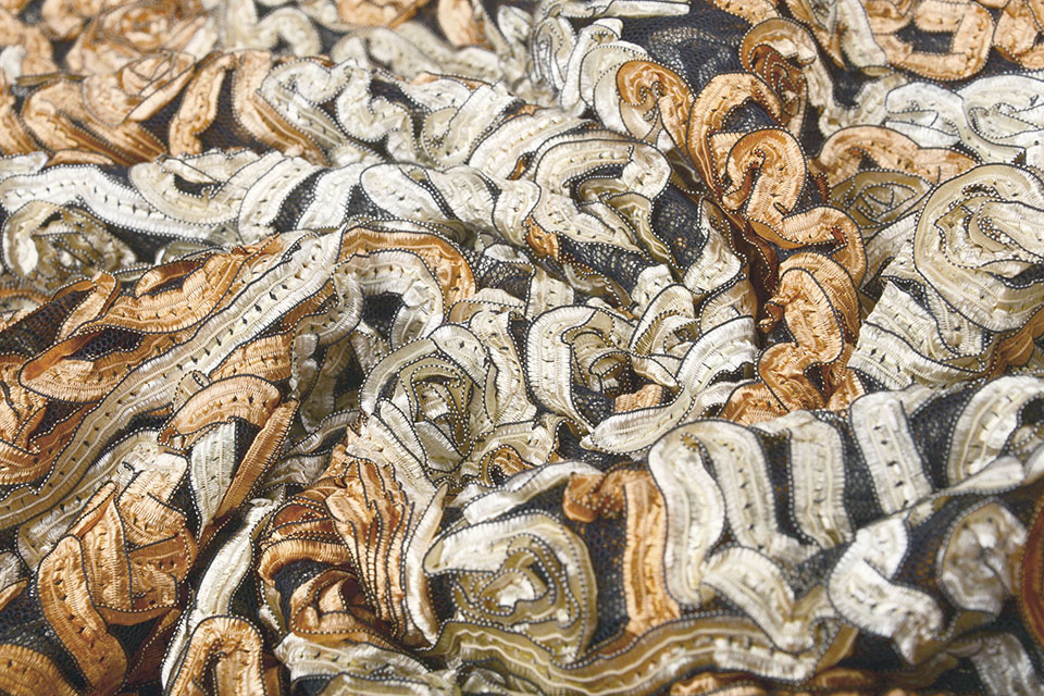 Mesh Bloem Lint Licht Oranje Beige
