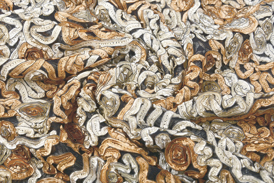 Mesh Bloem Lint Licht Oranje Beige