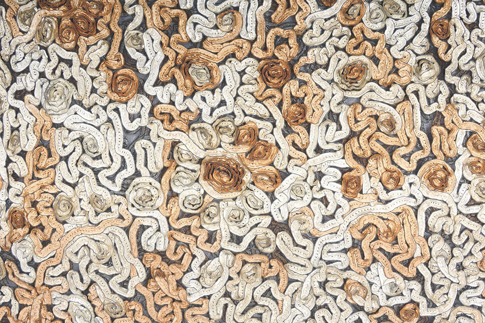 Mesh Bloem Lint Licht Oranje Beige
