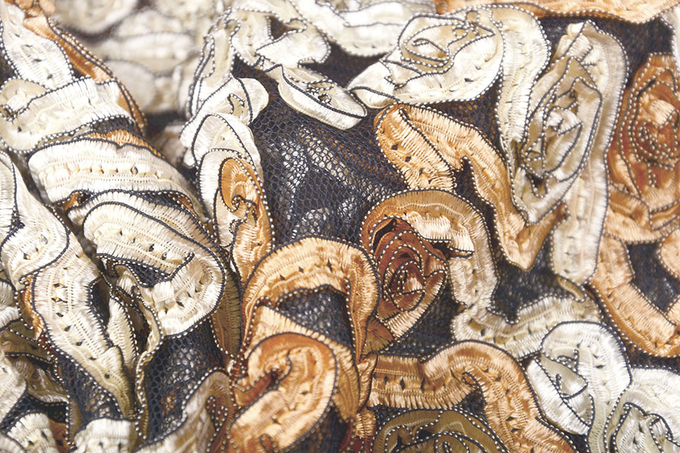 Mesh Bloem Lint Licht Oranje Beige