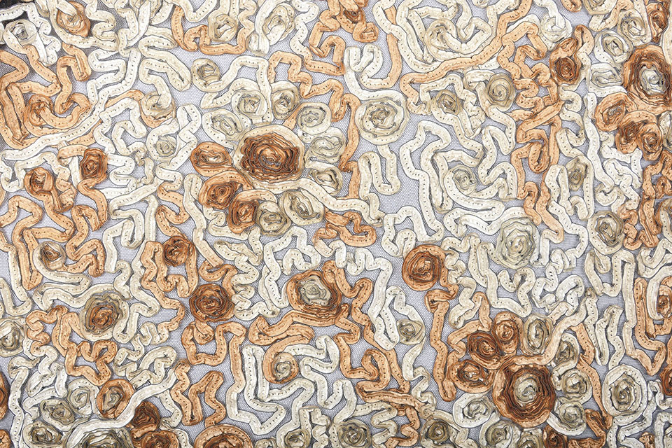 Mesh Bloem Lint Licht Oranje Beige