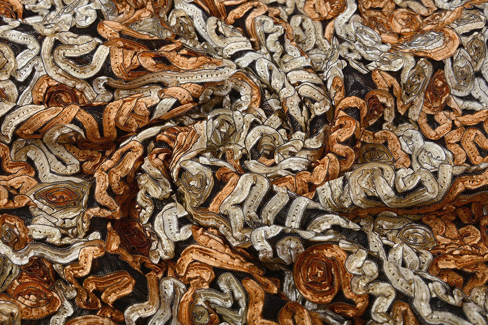 Mesh Bloem Lint Oranje Beige