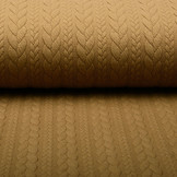 Strickstoff Zopfmuster Jersey Mokka Braun