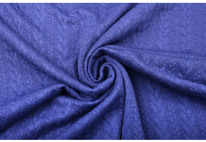 Strickstoff Zopfmuster Jersey Kobaltblau Melange