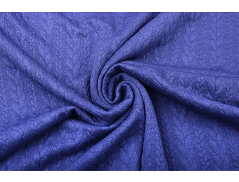 Strickstoff Zopfmuster Jersey Kobaltblau Melange