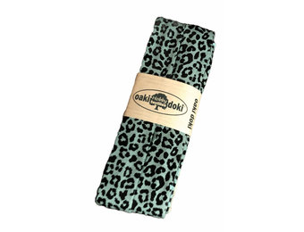 Jersey Schrägband Pantherdruck Altgrün