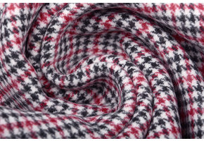 Woven Woolen Fabric Fine Checkered Red