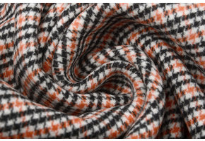 Woven Woolen Fabric Fine Checkered Orange
