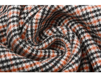 Woven Woolen Fabric Fine Checkered Orange