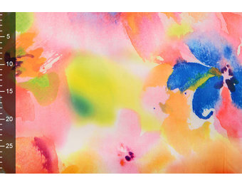 Stretch Satijn Bedrukt Aquarel