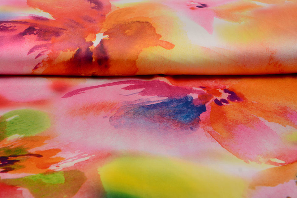 Stretch Satin Printed Aquarel