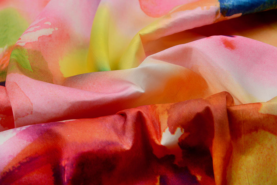 Stretch Satin Bedruckt Aquarel