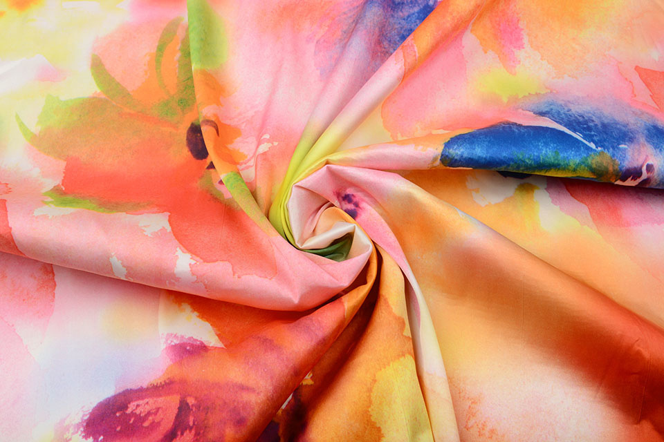 Stretch Satin Bedruckt Aquarel