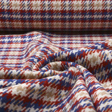Woven Woolen Fabric Checkered Red Blue
