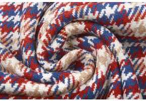 Woven Woolen Fabric Checkered Red Blue