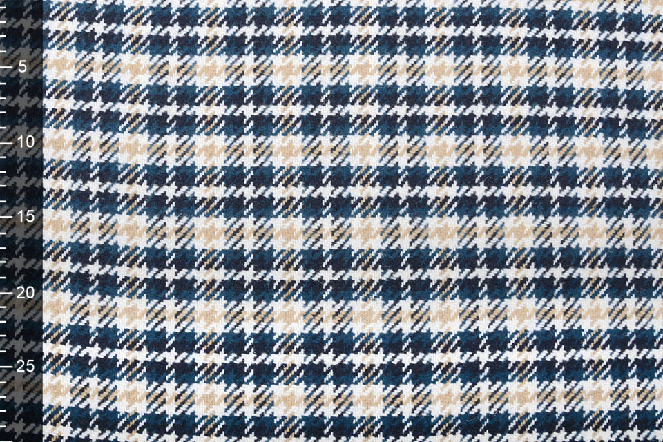 Woven Woolen Fabric Checkered Petrol Navy Blue