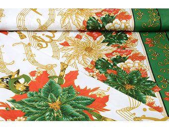 Weihnachtsstoff Musik Grün